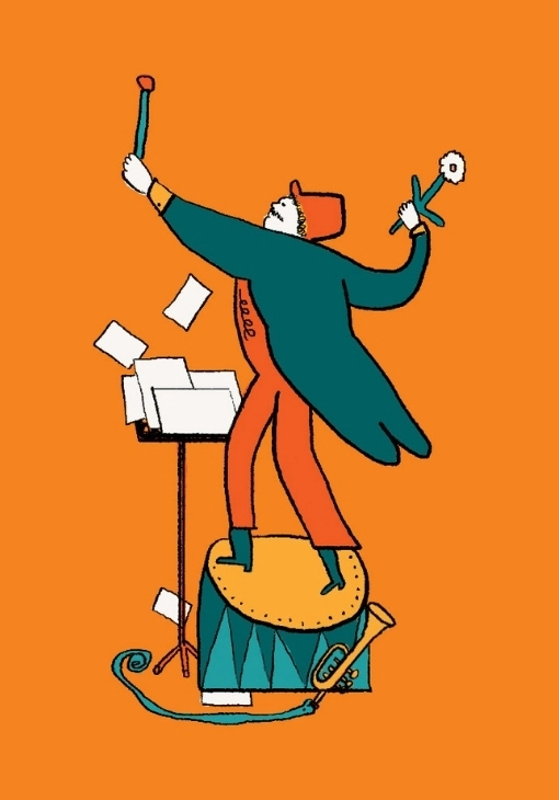 illustrazione di direttore d'orchestra domatore