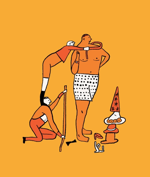 illustrazione di un uomo che si fa prendere le misure da un sarto